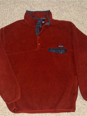 Patagonia Synchilla Snap-T Fleece Pullover Red Mens L Large Classic Logo